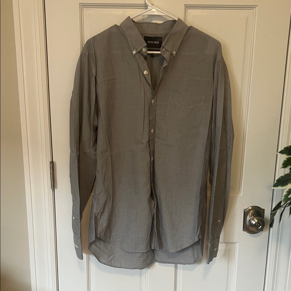 Bonobos Gray Slim Fit Dress Shirt Size Large